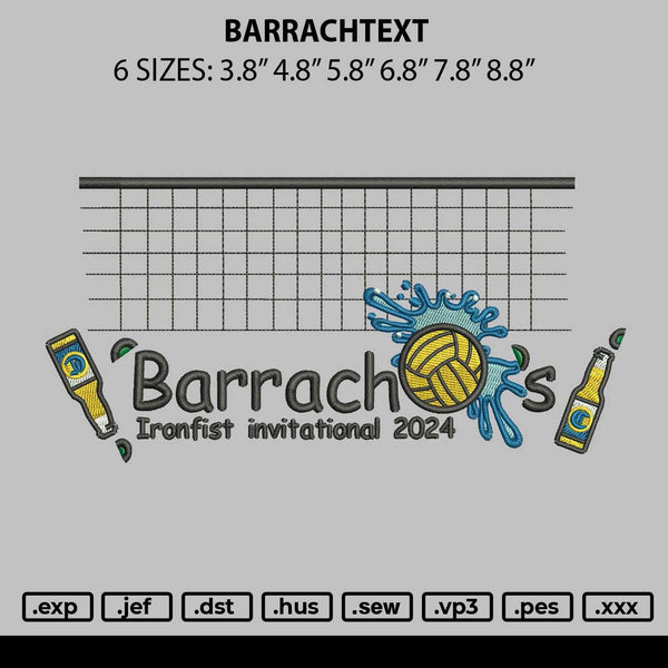 Barrachtext Embroidery File 6 sizes