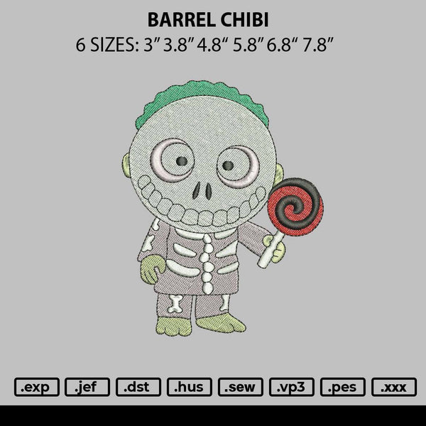 Barrel Chibi Embroidery File 6 sizes