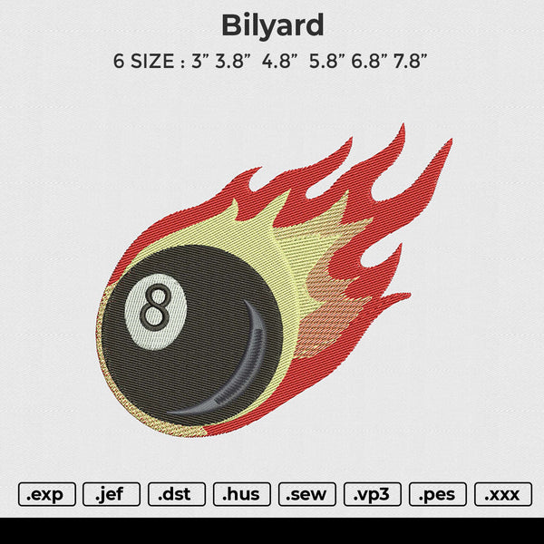 Bilyard Embroidery File 6 size