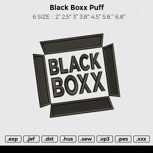 Black boxx puff Embroidery File 6 size