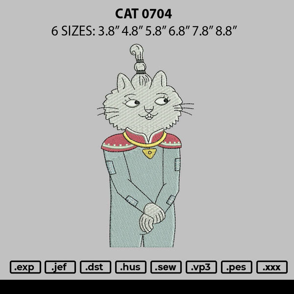 Cat 0704 Embroidery File 6 sizes