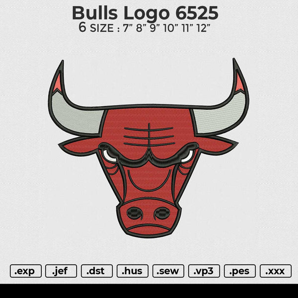 Bulls logo 6525 Embroidery File 6 size