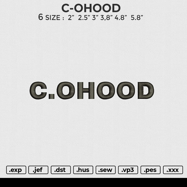 C-OHOOD Embroidery File 6 size