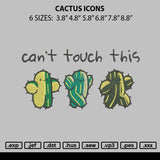 Cactus Icons Embroidery File 6 sizes