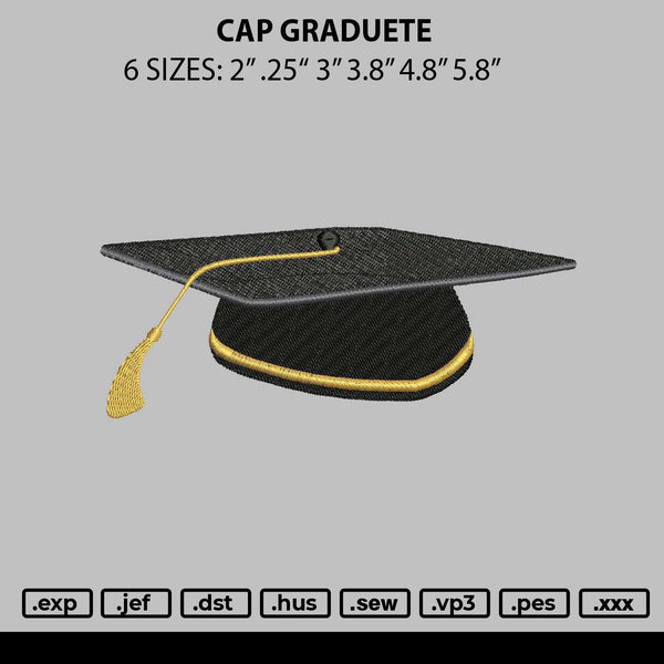 Cap Graduete Embroidery File 6 sizes