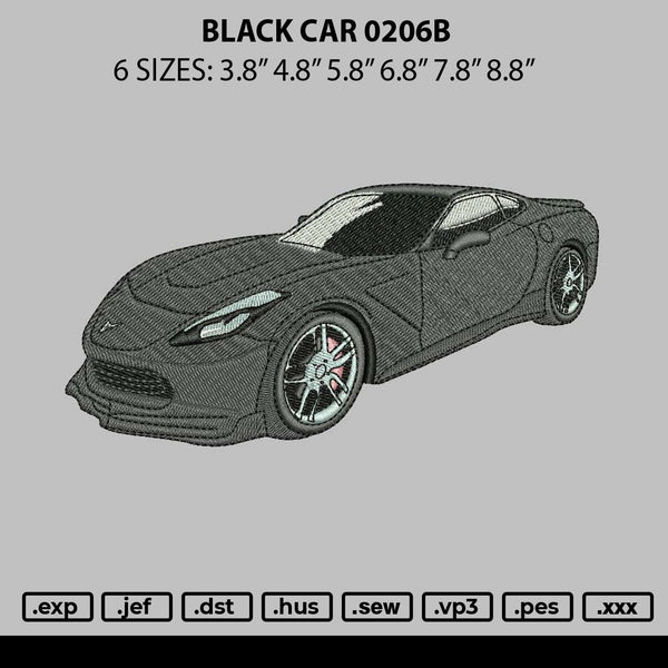 Black Car 0206b Embroider File 6 sizes