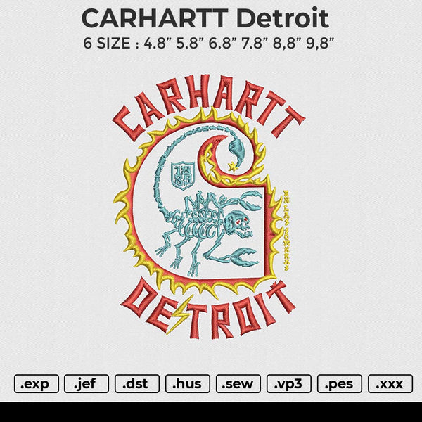 CARHARTT Detroit Embroidery File 6 size