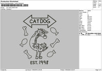 Cat Dog Outline 1703 Embroidery File 6 sizes
