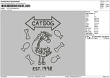 Cat Dog Outline 1703 Embroidery File 6 sizes
