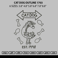 Cat Dog Outline 1703 Embroidery File 6 sizes
