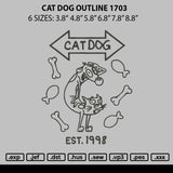 Cat Dog Outline 1703 Embroidery File 6 sizes