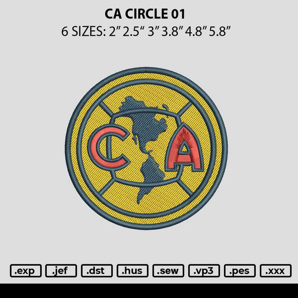 Ca Circle Embroidery File 6 sizes