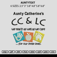 Auntytext Embroidery File 6 sizes