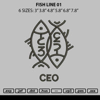 Fish Line 01 Embroidery File 6 sizes