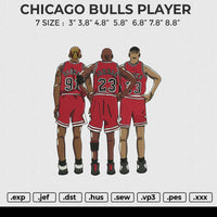 CHICAGO BULLS PLAYER Embroidery File 6 sizes
