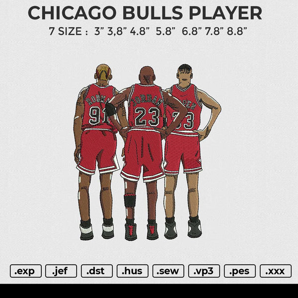 CHICAGO BULLS PLAYER Embroidery File 6 sizes