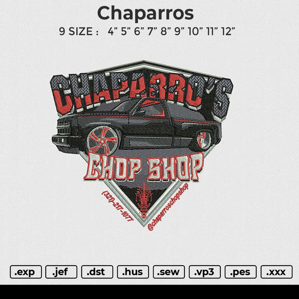 Chaparros Embroidery File 6 size
