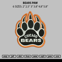 Bears Paw Embroidery File 6 sizes