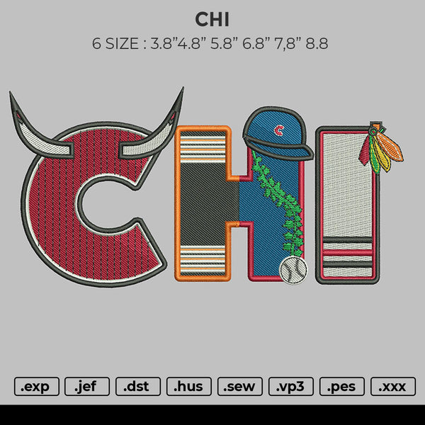 CHI Embroidery File 6 size