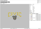 Civic Dog V2 Embroidery File 6 sizes