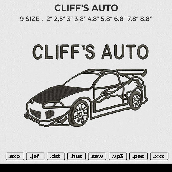 CLIFF'S AUTO Embroidery File 6 size