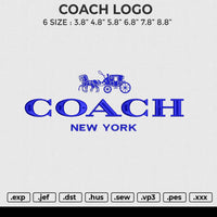 COACH LOGO Embroidery File 6 size