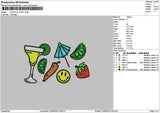 Cocktail Fruit Embroidery File 6 sizes