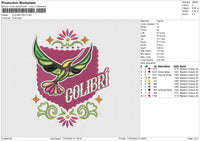 COLIBRI Embroidery File&nbsp;6 size