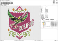 COLIBRI Embroidery File&nbsp;6 size