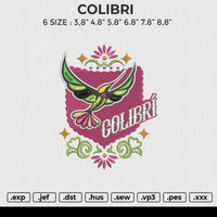 COLIBRI Embroidery File&nbsp;6 size