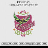 COLIBRI Embroidery File&nbsp;6 size