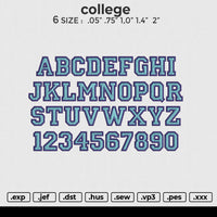 COLLEGE 2 COLORS Embroidery File 6 size