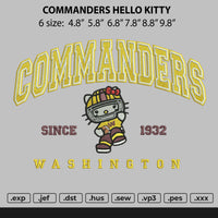 COMMANDERS HELLO KITTY Embroidery File 6 sizes