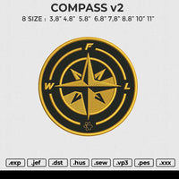 COMPASSv2 Embroidery File 6 size