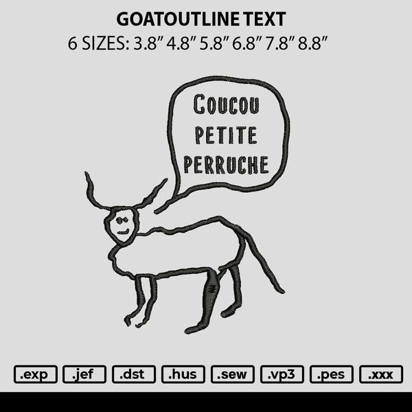 Goatoutline Text Embroidery File 6 sizes