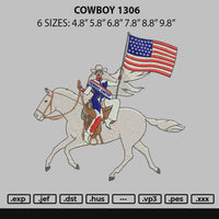 Cowboy 1306 Embroidery File 6 sizes