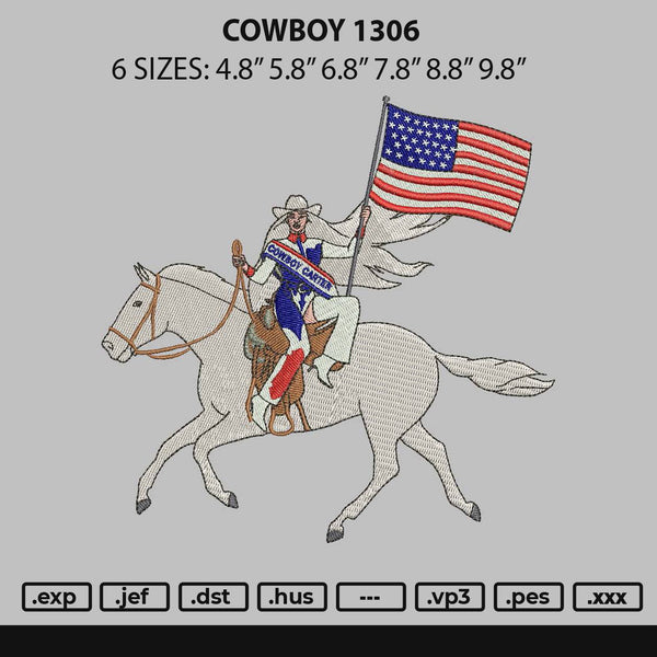 Cowboy 1306 Embroidery File 6 sizes