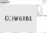 COWGIRL Embroidery File 6 size