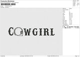 COWGIRL Embroidery File 6 size