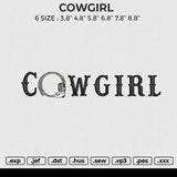 COWGIRL Embroidery File 6 size