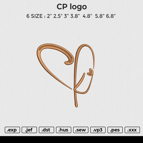 CP logo Embroidery File 6 size