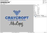 Craycrofttext Embroidery File 6 sizes