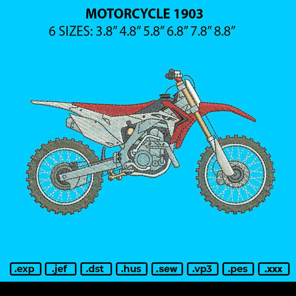 Motorcycle 1903 Embroidery File 6 sizes