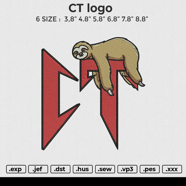 CT logo Embroidery File 6 size