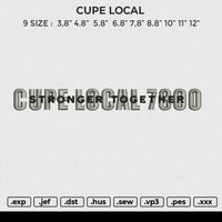 CUPE LOCAL Embroidery File 6 size