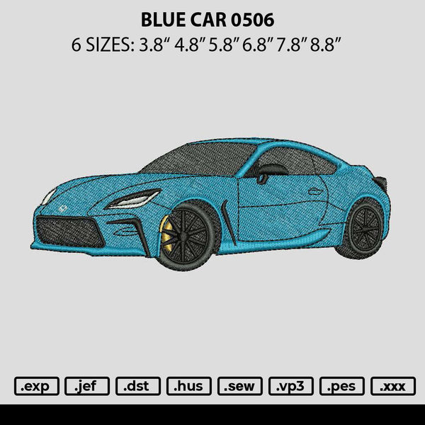 Blue Car 0506 Embroidery File 6 sizes
