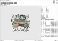 Cats Book coffee Embroidery File 6 size