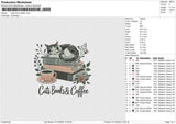 Cats Book coffee Embroidery File 6 size