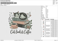 Cats Book coffee Embroidery File 6 size