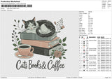 Cats Book coffee Embroidery File 6 size
